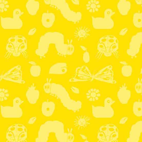 The Very Hungry Caterpillar yellow bugs and ducks by Andover Fabrics A-8939-Y