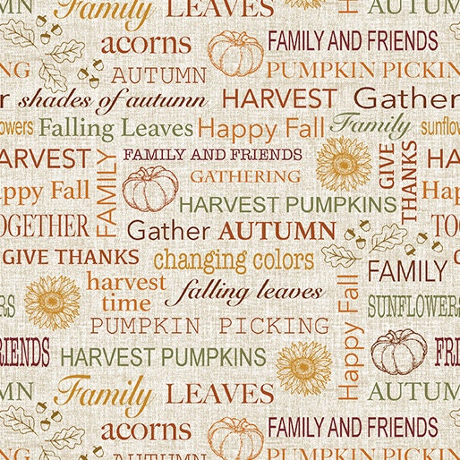 Harvest Farm Rustic Autumn Sentiments Multi by Benartex 13050-71