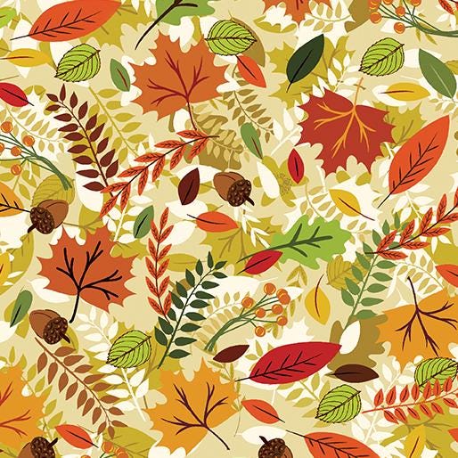 Gather Together cream leaves 14464-07 by Benartex Fabrics