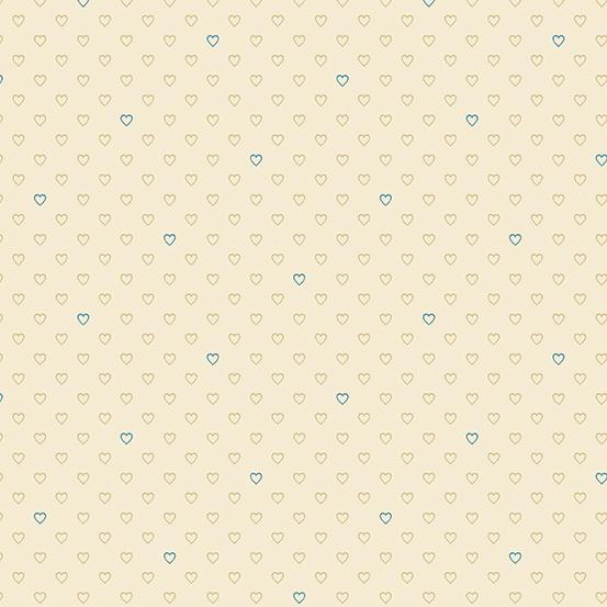 Blue Escape cream hearts by Edyta Sitar and Andover Fabrics A9974-LN