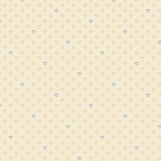 Blue Escape cream hearts by Edyta Sitar and Andover Fabrics A9974-LN
